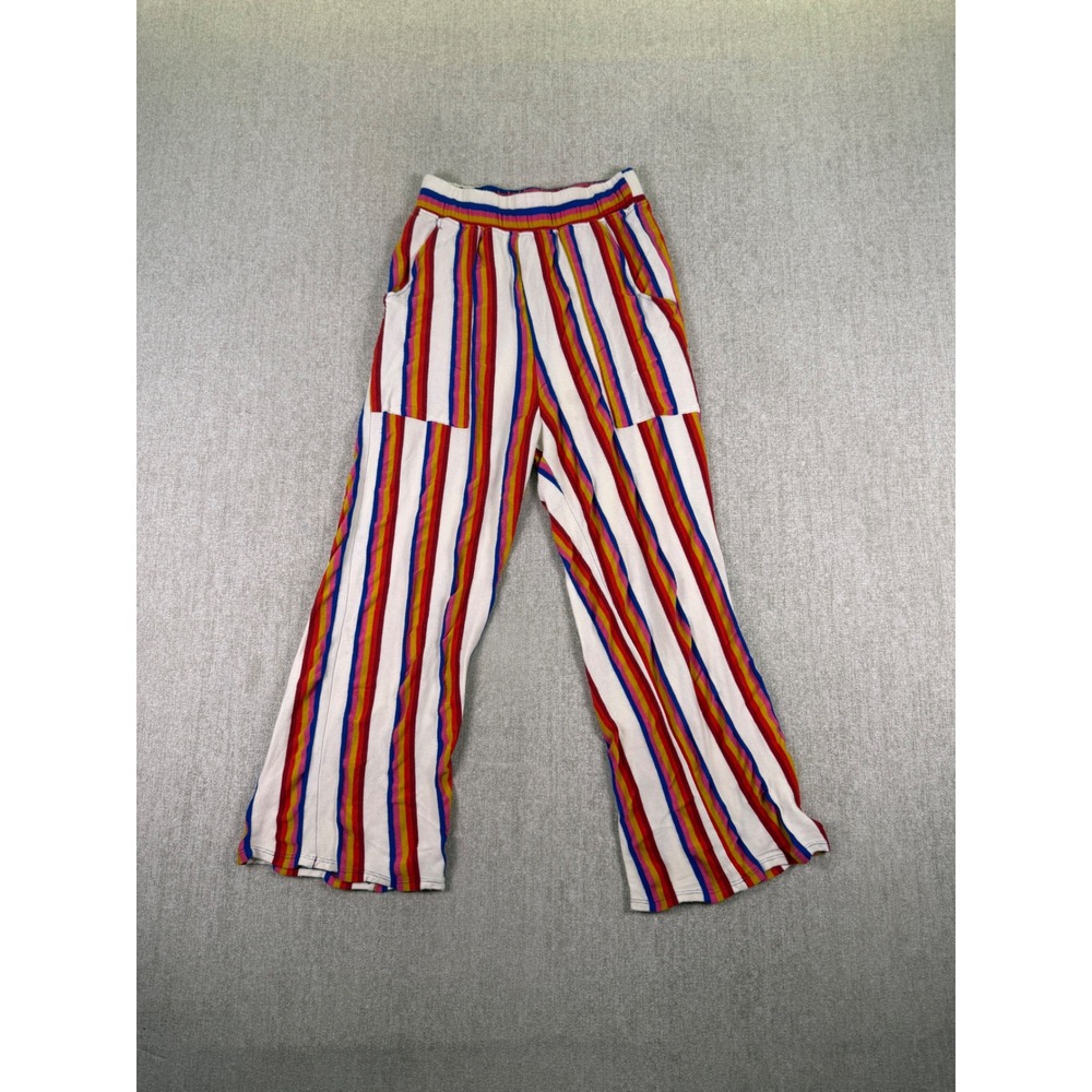 Free People Beach Wide‎ Leg Pants Women S Multicolor Striped Knit Pockets